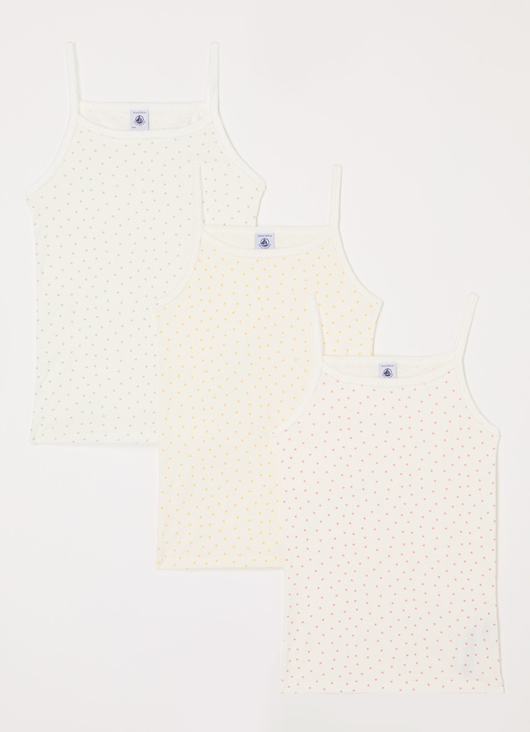 Petit Bateau Meisjes Singlet met print in 3-pack in de kleur Gebroken wit, maat: 6A
