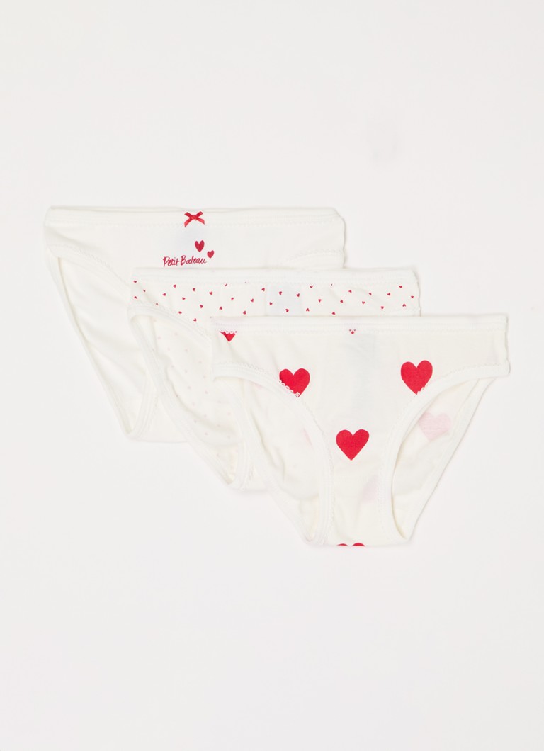 Petit Bateau Meisjes Slip met print in 3-pack in de kleur Gebroken wit, maat: 6A