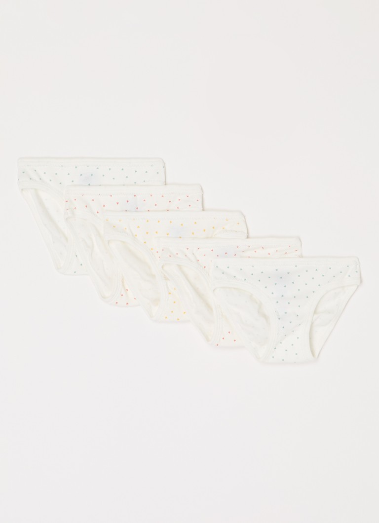 Petit Bateau Meisjes Slip met print in 5-pack in de kleur Gebroken wit, maat: 10A