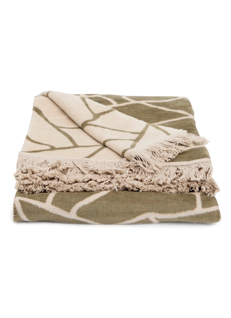 Claudi Lineas plaid 150 x 200 cm Olijfgroen - Deal