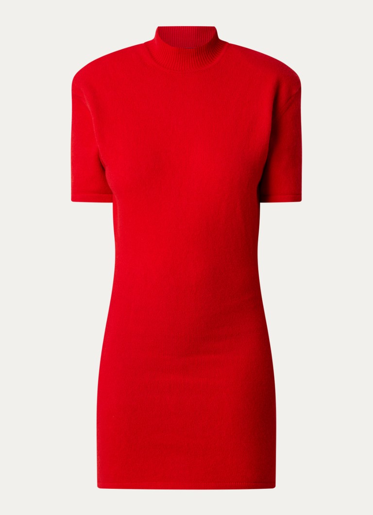 Jacquemus Dames La Robe mini jurk in wolblend met schoudervulling in de kleur Rood, maat: 34