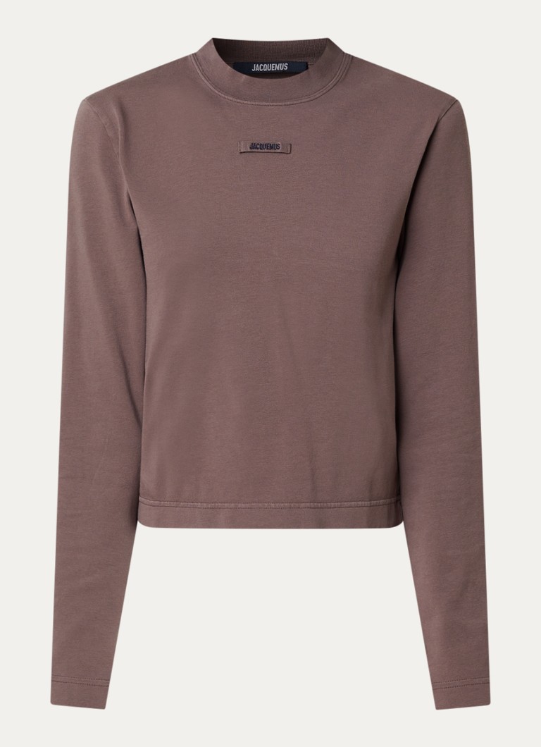 Jacquemus Dames Longsleeve met logo in de kleur Taupe, maat: S
