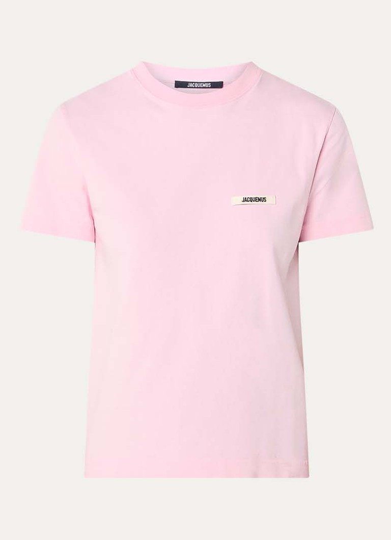 Jacquemus Dames T-shirt met logo in de kleur Roze, maat: XS
