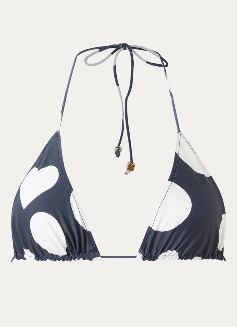 Jacquemus Dames Le haut de plage triangel bikinitop met print in de kleur Donkerblauw, maat: S