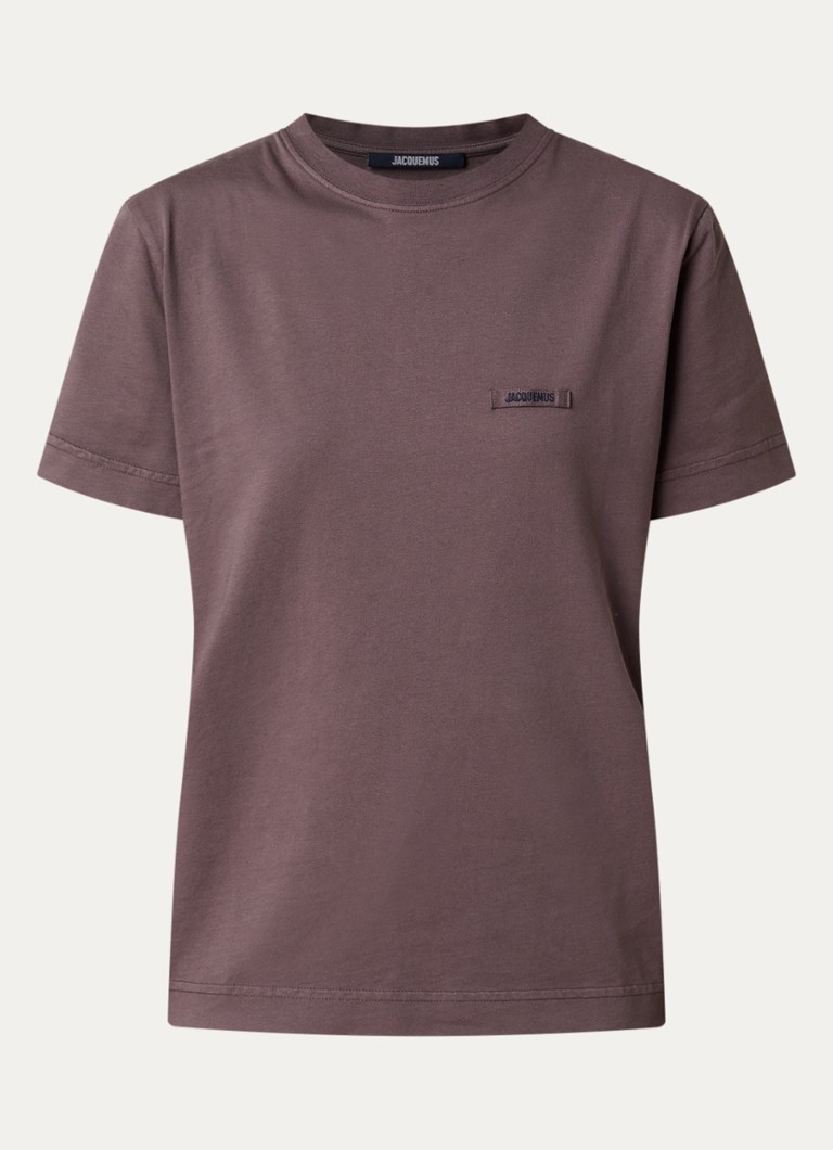 Jacquemus Dames T-shirt met logo in de kleur Taupe, maat: XS