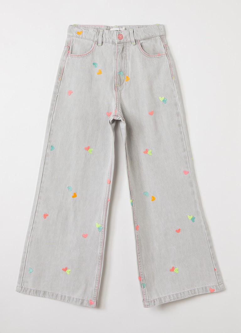 Billieblush Meisjes Wide leg jeans met borduring in de kleur Lichtgrijs, maat: 128