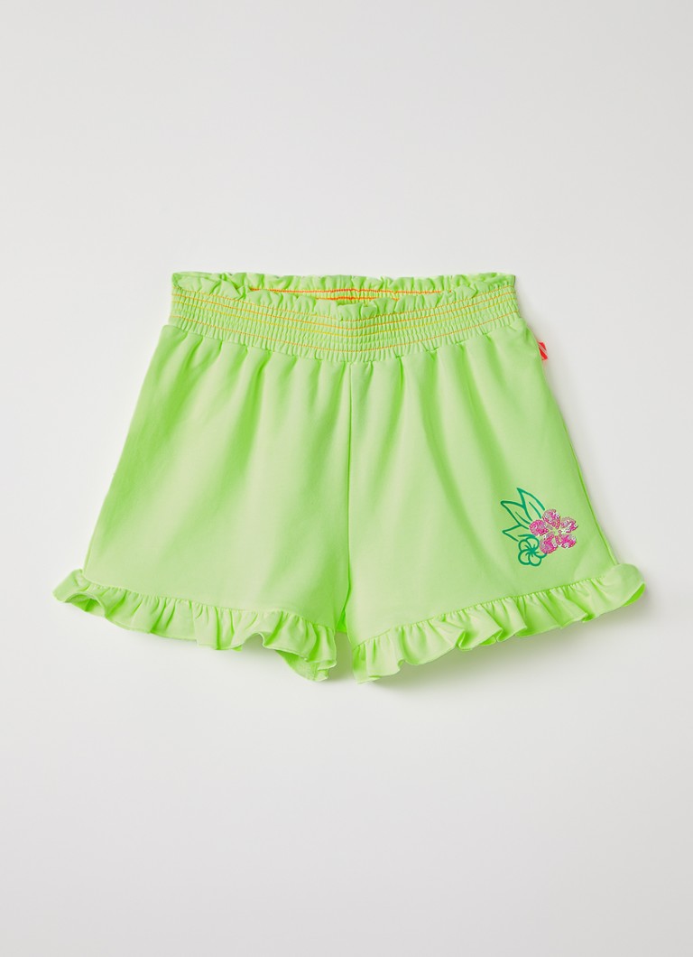 Billieblush Meisjes Straight fit korte joggingbroek met pailletten in de kleur Neongeel, maat: 140