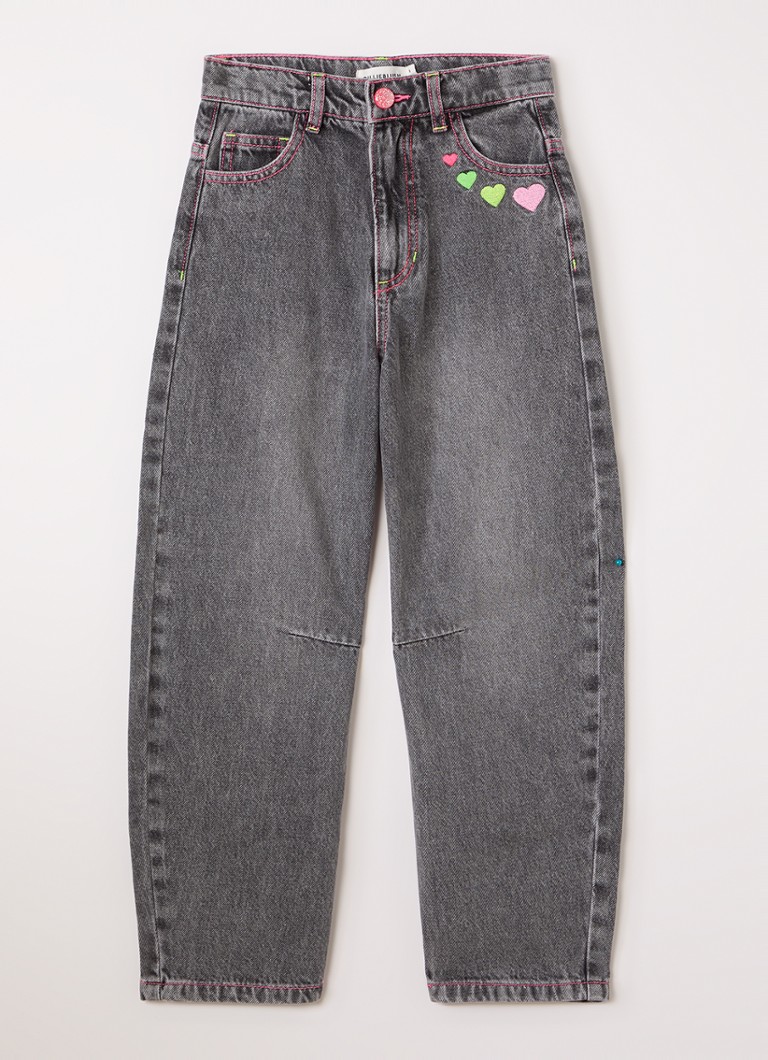 Billieblush Meisjes High waist tapered jeans met borduring in de kleur Middengrijs, maat: 128