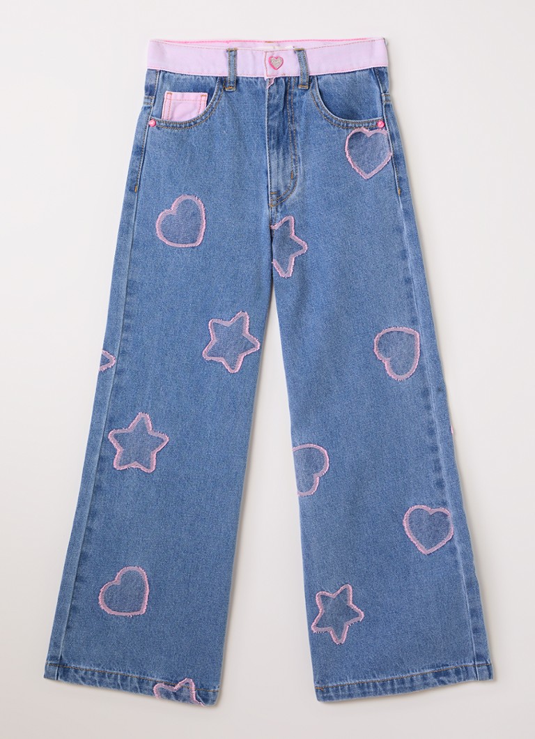 Billieblush Meisjes High waist wide leg jeans met borduring in de kleur Indigo, maat: 104