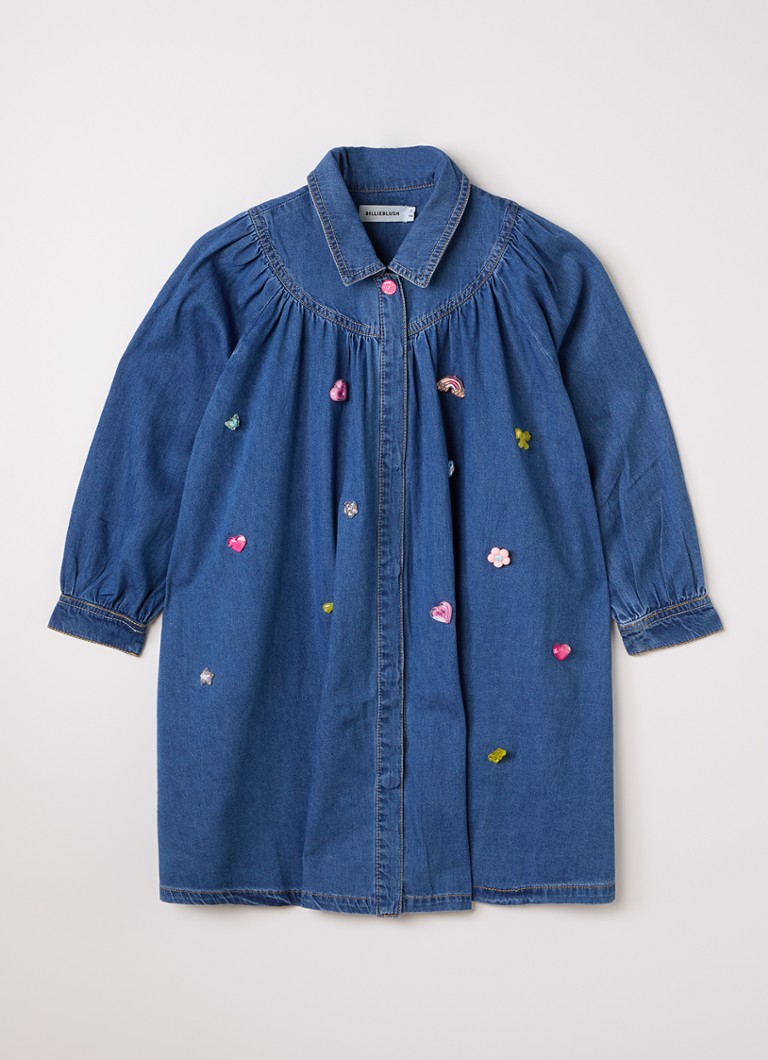 Billieblush Meisjes Blousejurk van denim met applicatie in de kleur Indigo, maat: 116