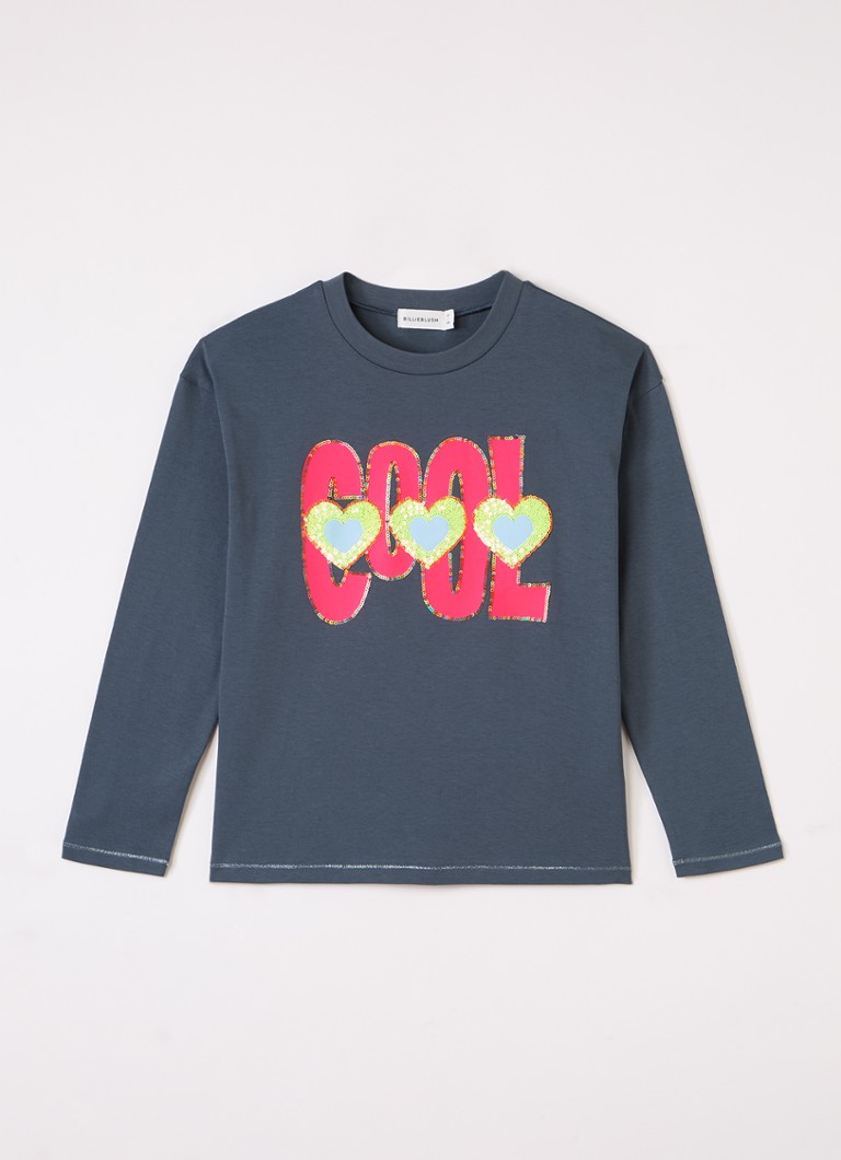 Billieblush Meisjes Longsleeve met pailletten in de kleur Staalblauw, maat: 104