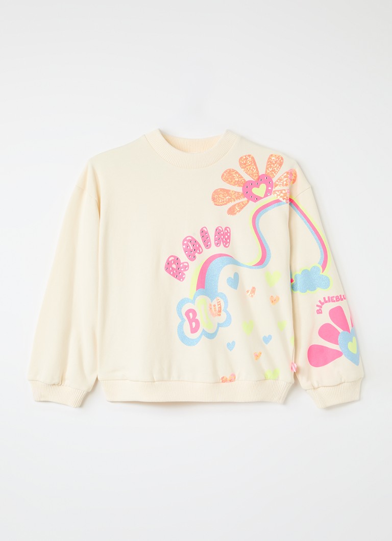Billieblush Meisjes Sweater met pailletten in de kleur Gebroken wit, maat: 128