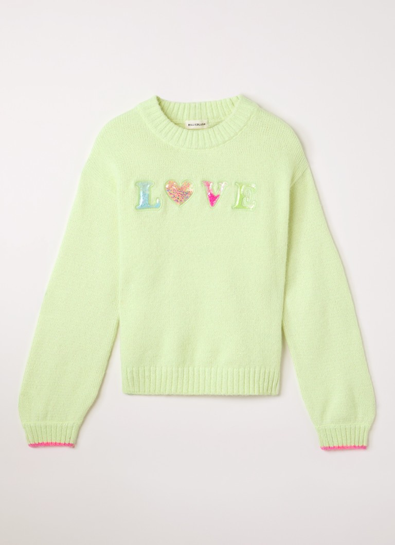Billieblush Meisjes Fijngebreide trui in wolblend met lurex in de kleur Neongroen, maat: 104