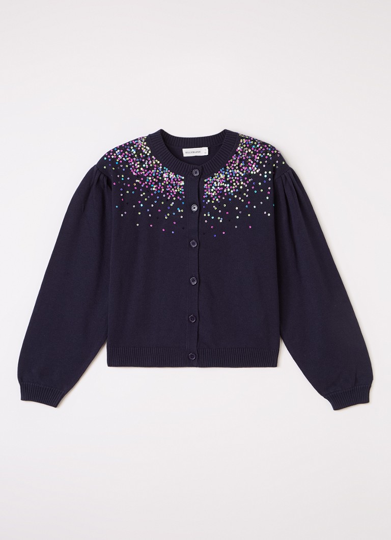 Billieblush Meisjes Fijngebreid vest met pailletten in de kleur Donkerblauw, maat: 128