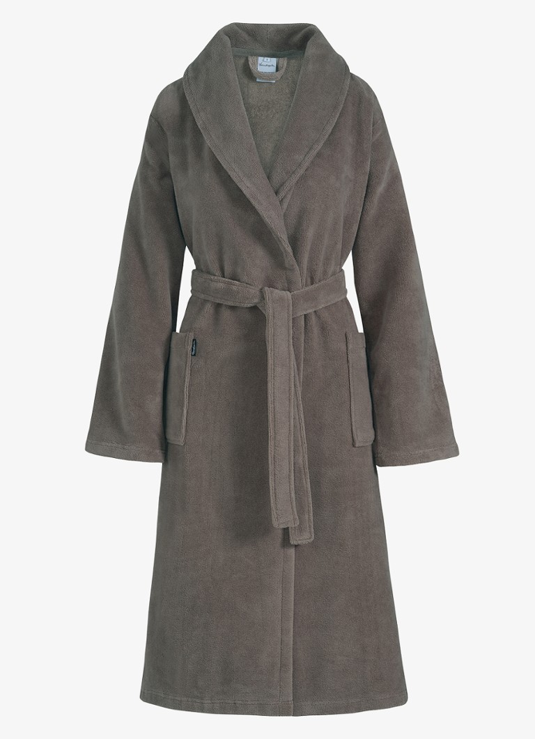 Vandyck Dames Beaumont badjas in uni - unisex in de kleur Taupe, maat: XLarge