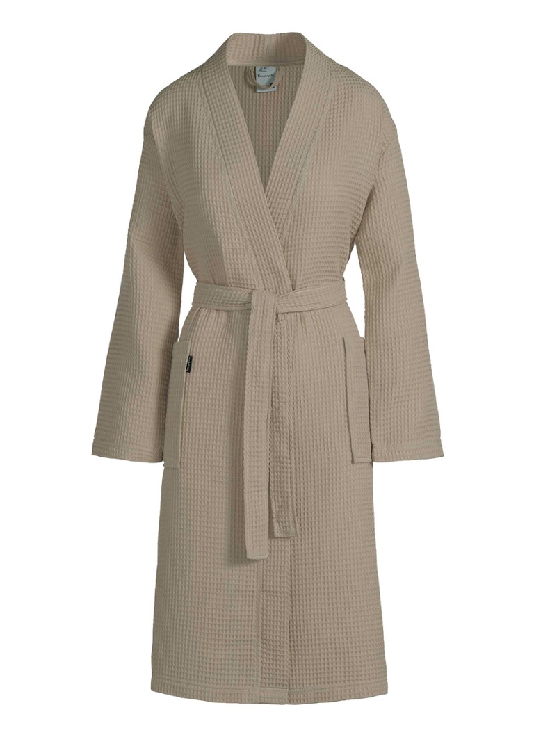 Vandyck Dames Biarritz badjas met wafelstructuur - unisex in de kleur Beige, maat: L