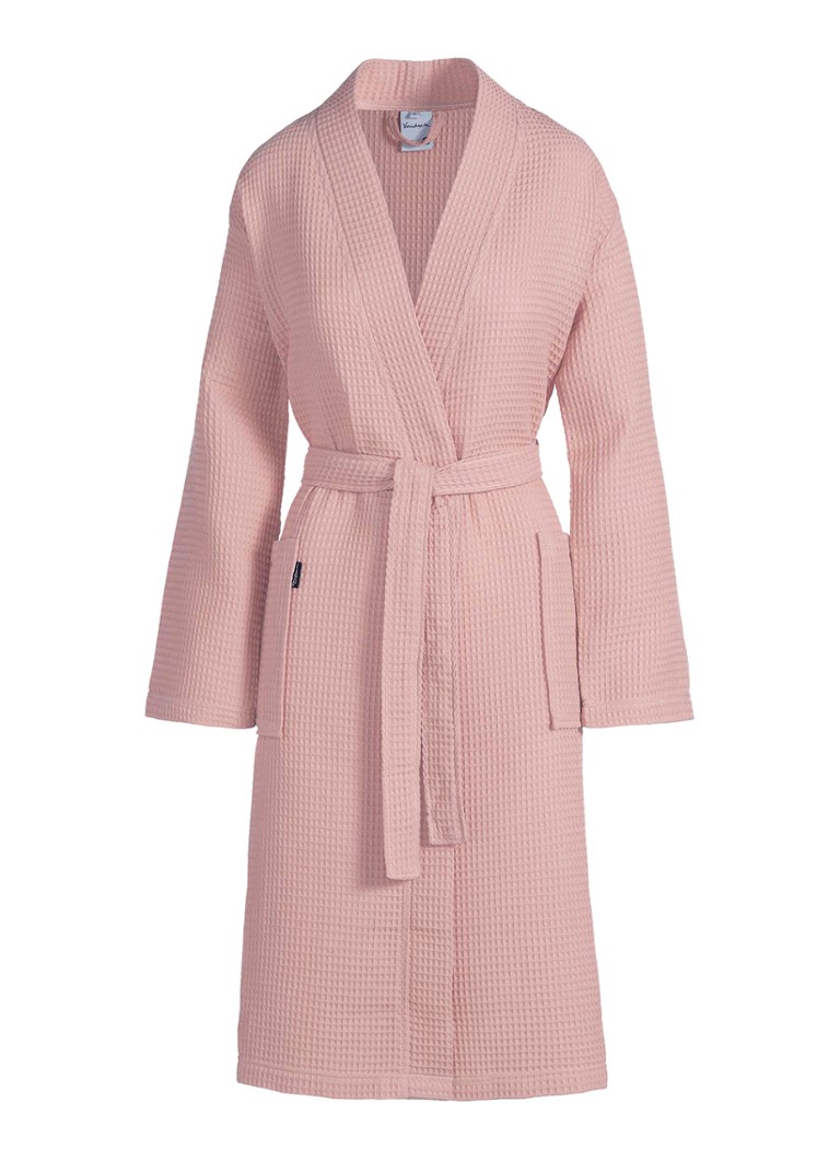Vandyck Dames Biarritz badjas met wafelstructuur - unisex in de kleur Roze, maat: L