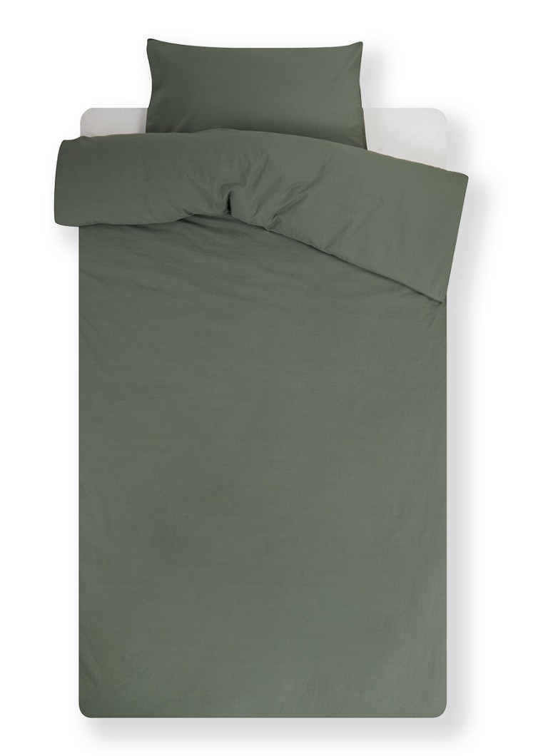 Vandyck Washed Cotton katoenen dekbedovertrekset - inclusief kussenslopen Donkergroen - Deal