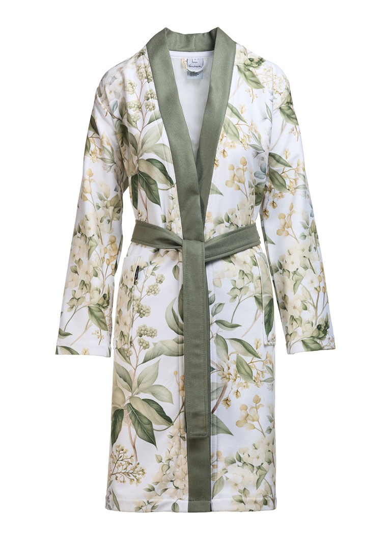Vandyck Dames Camille badjas met bloemenprint in de kleur Groen, maat: M