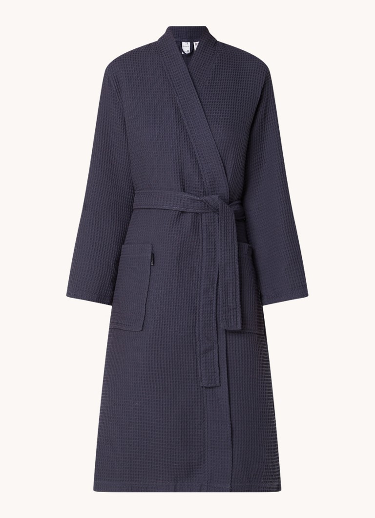 Vandyck Dames Biarritz badjas met structuur - unisex in de kleur Blauw, maat: Medium