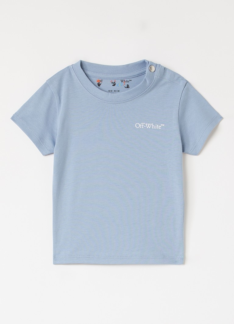 Off-White Jongens Scribble Diag T-shirt met logo- en backprint in de kleur Staalblauw, maat: 92