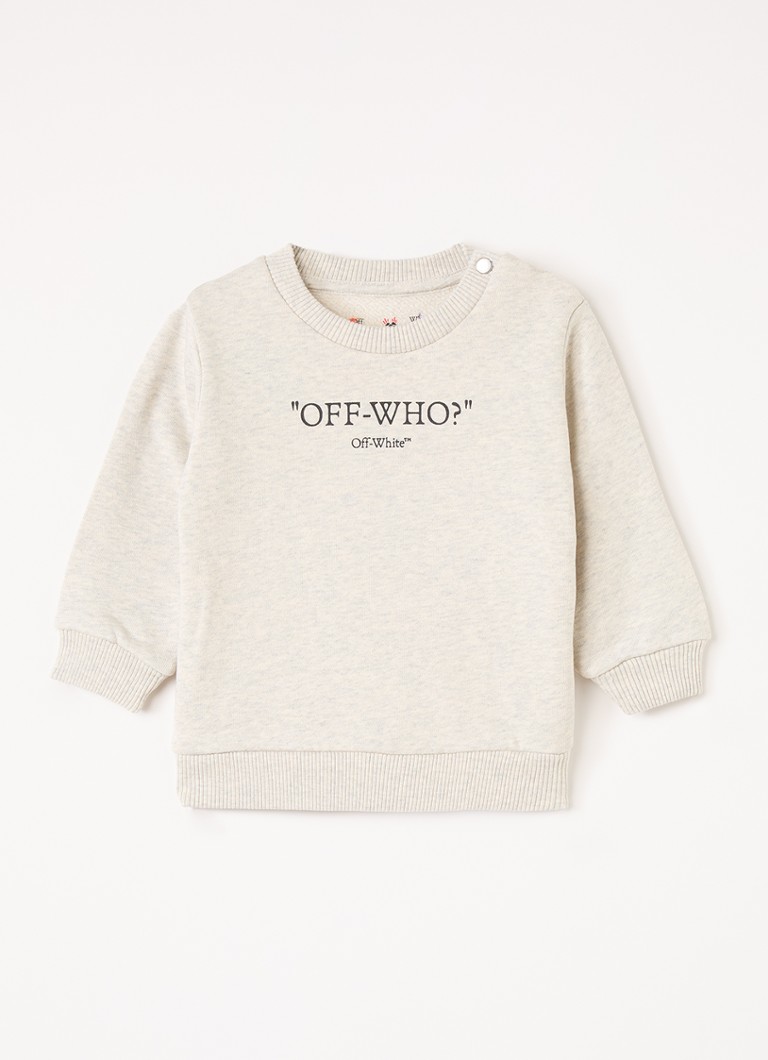 Off-White Jongens Sweater met logoprint in de kleur Grijsmele, maat: 86