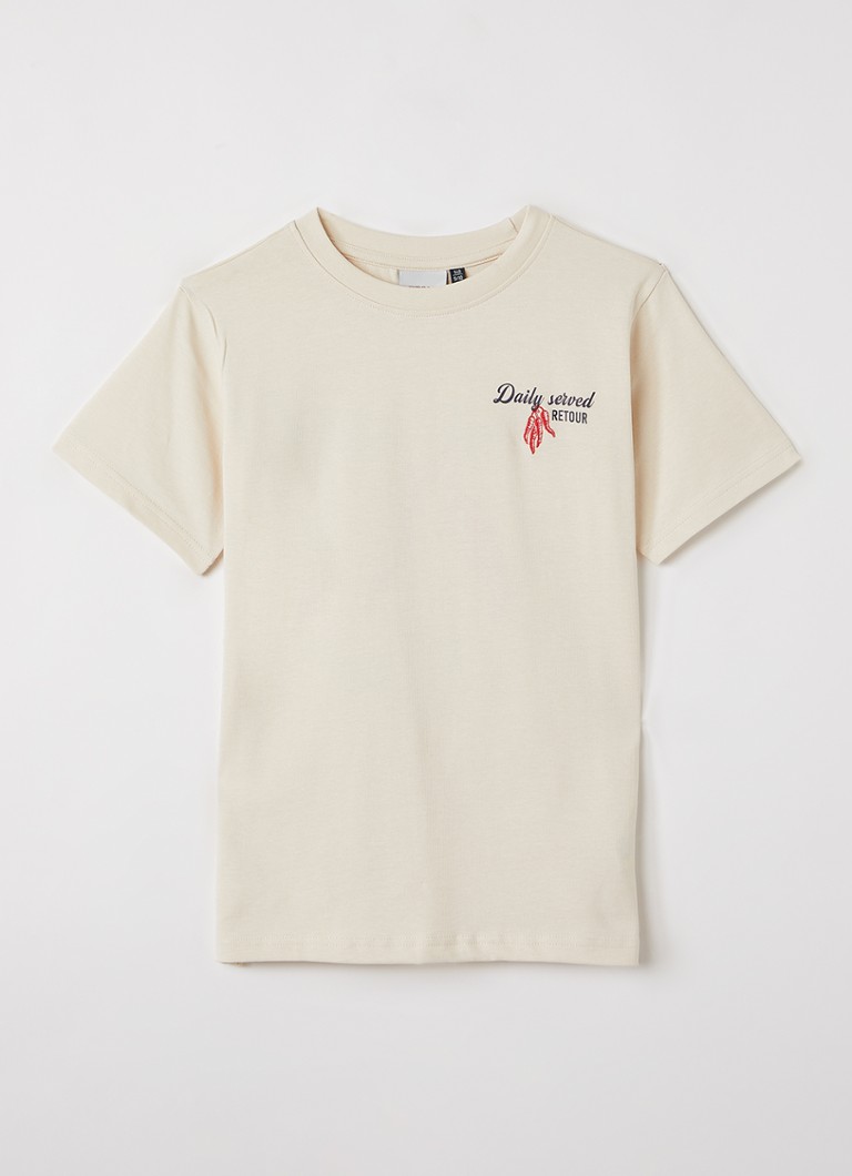 Retour Jeans Jongens Bruno T-shirt met borduring in de kleur Beige, maat: 15/16J