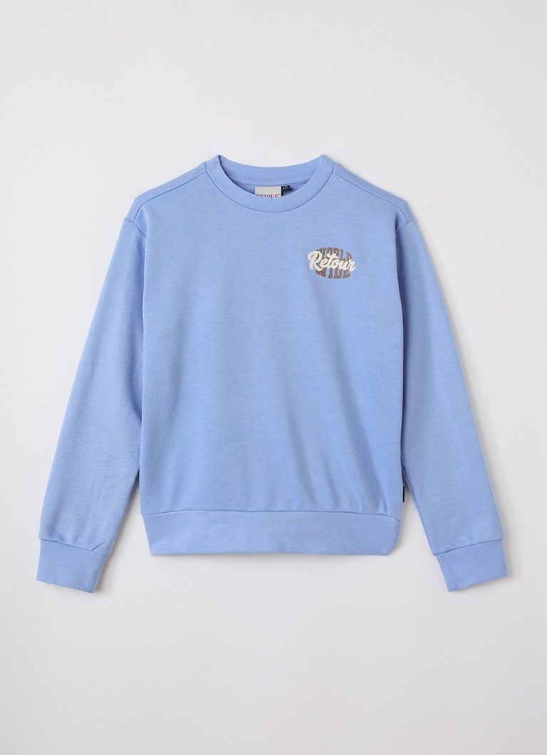 Retour Jeans Jongens Eelco sweater met logo- en backprint in de kleur Blauw, maat: 15/16J