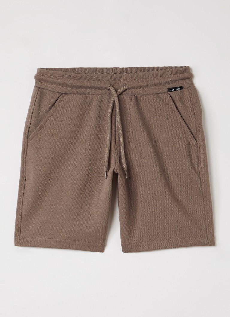 Retour Jeans Jongens Jones straight fit korte joggingbroek in de kleur Lichtbruin, maat: 13/14J