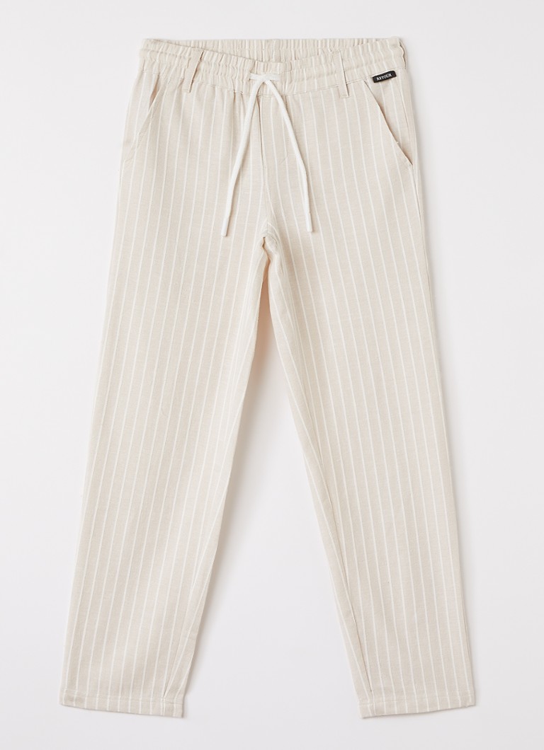 Retour Jeans Jongens Jurgen straight fit pantalon met streepprint in de kleur Beige, maat: 15/16J