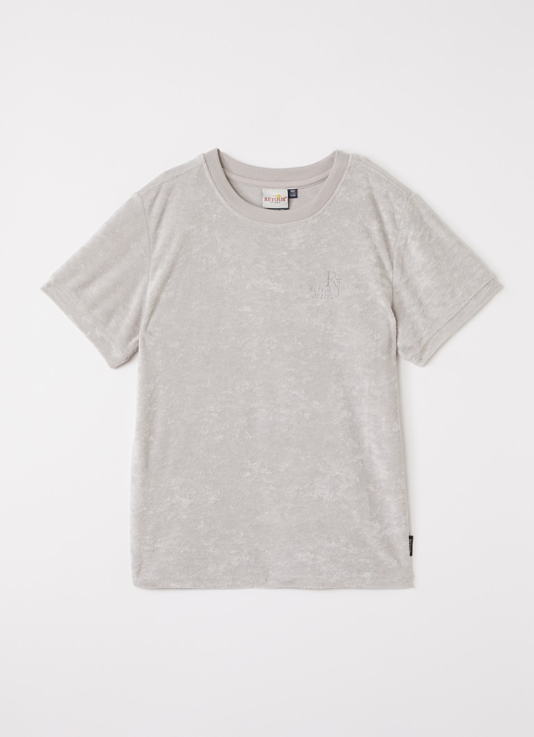 Retour Jeans Jongens T-shirt van badstof met logoborduring in de kleur Lichtgrijs, maat: 9/10J=140