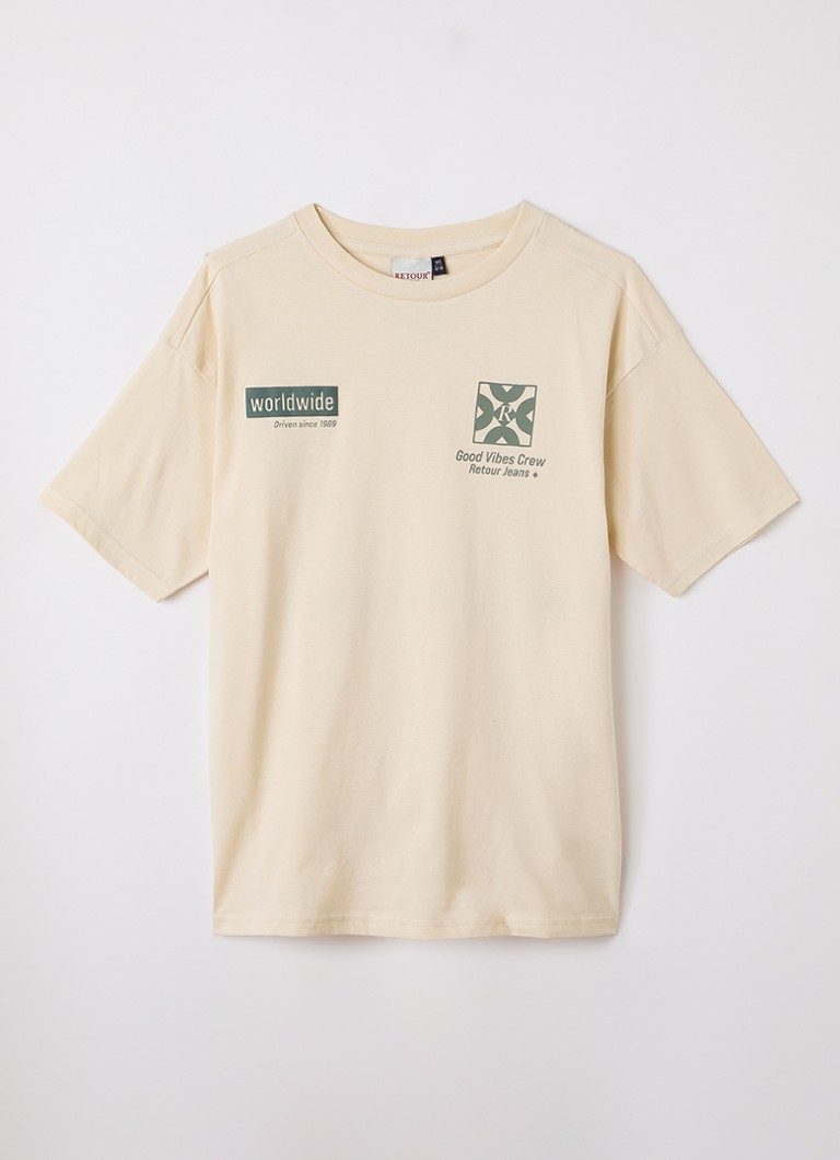 Retour Jeans Jongens Nathan T-shirt met front- en backprint in de kleur Creme, maat: 6J=116