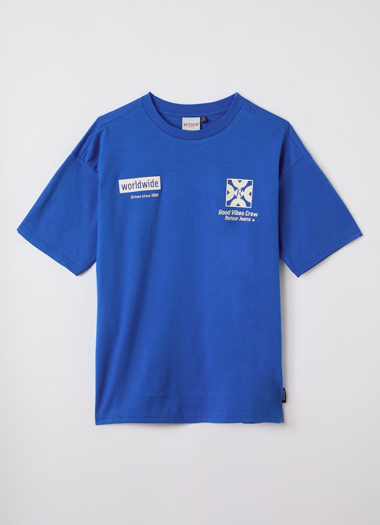 Retour Jeans Jongens Nathan T-shirt met front- en backprint in de kleur Royalblauw, maat: 6J=116