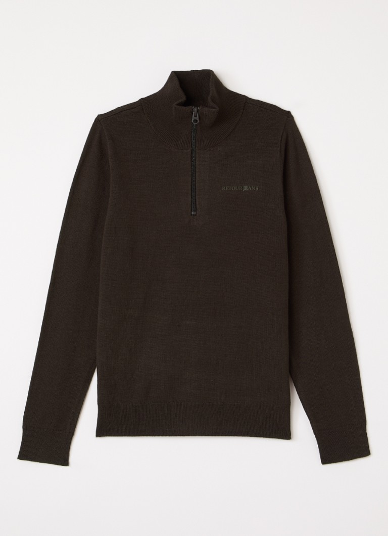 Retour Jeans Charles pullover met opstaande kraag in de kleur Donkerbruin, maat: 176
