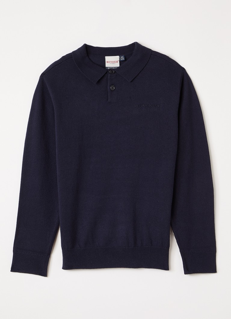 Retour Jeans Jongens Dani fijngebreide regular fit polo in de kleur Donkerblauw, maat: 164