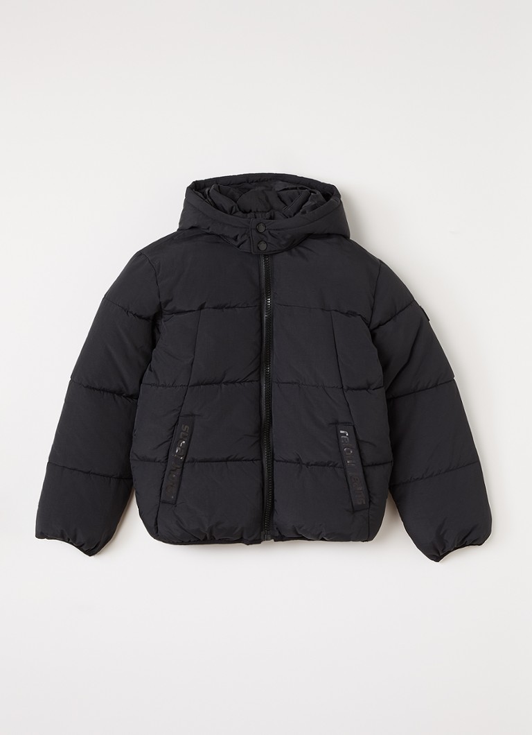 Retour Jeans Jongens Dominic puffer jack met capuchon in de kleur Zwart, maat: 176