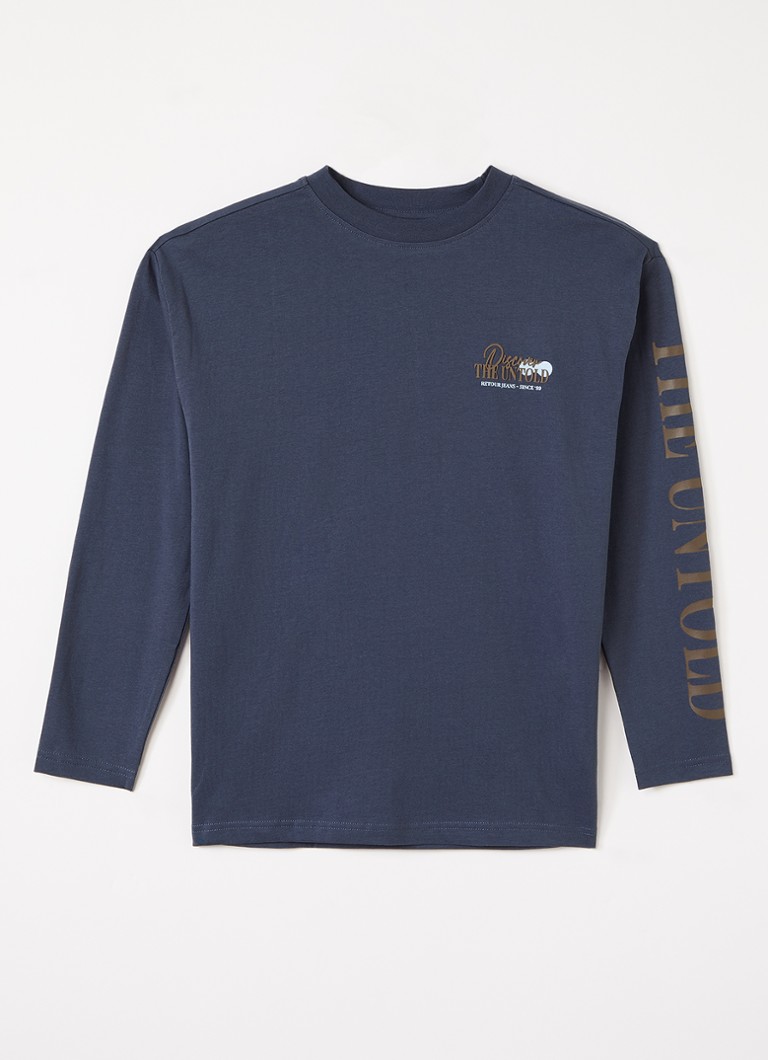 Retour Jeans Jongens Juan longsleeve met logoprint in de kleur Donkerblauw, maat: 128