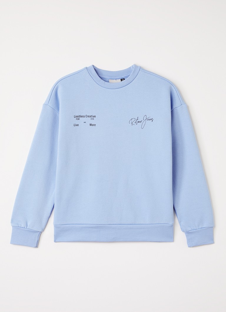 Retour Jeans Jongens Kelto sweater met logo- en backprint in de kleur Lichtblauw, maat: 140