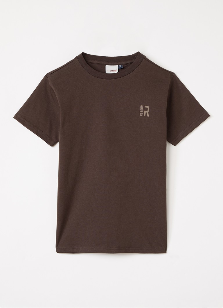 Retour Jeans Jongens Seth T-shirt met logo in de kleur Chocoladebruin, maat: 152