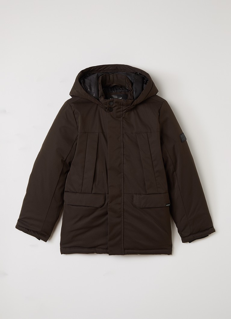 Retour Jeans Wart softshell jack met klepzakken in de kleur Donkerbruin, maat: 176