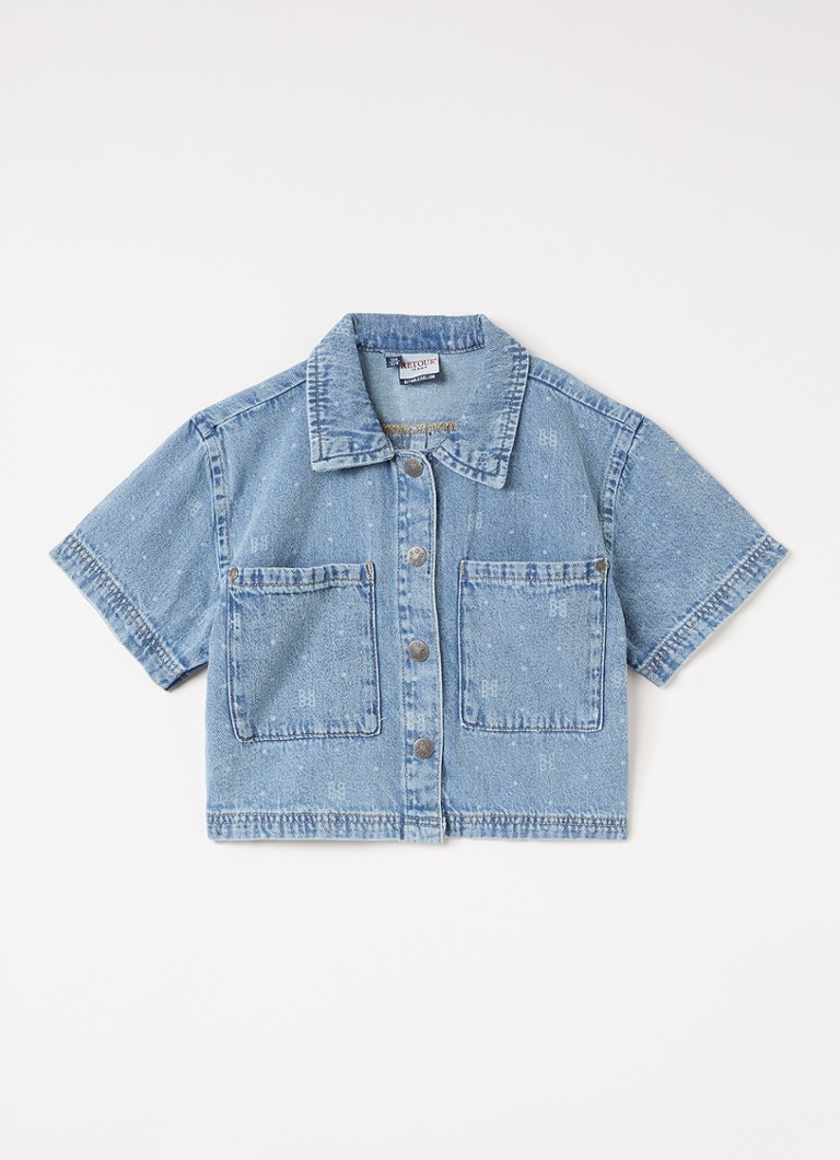 Retour Jeans Meisjes Flore blouse van denim in de kleur Indigo, maat: 10Y=140