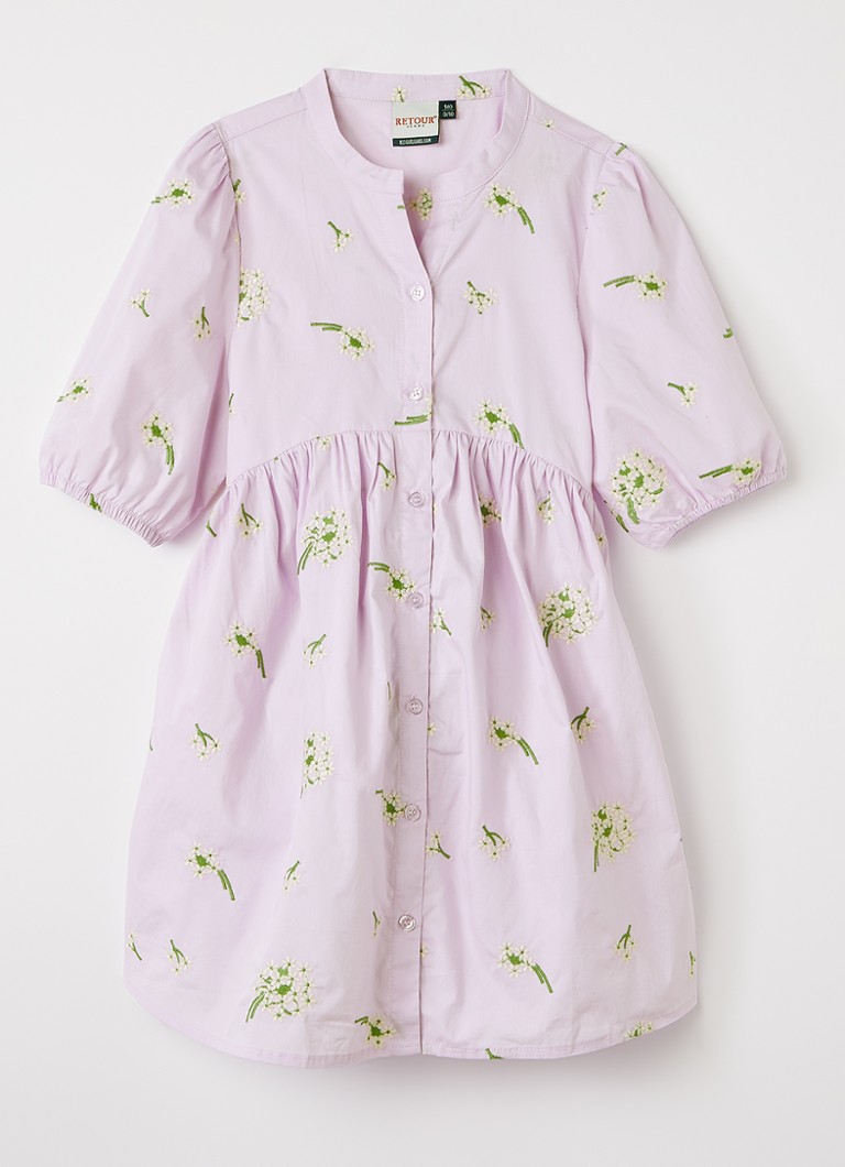 Retour Jeans Meisjes Hester blousejurk met bloemenprint in de kleur Lila, maat: 10Y=140