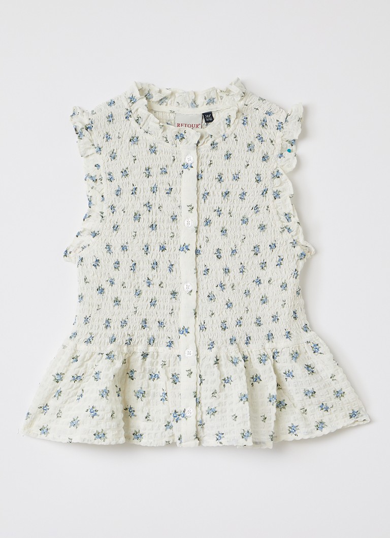 Retour Jeans Meisjes Monica blouse met bloemenprint in de kleur Gebroken wit, maat: 14Y=164