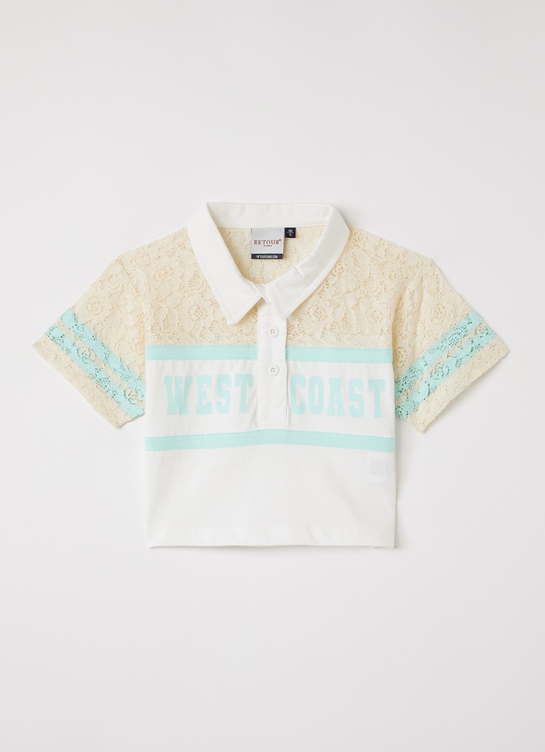 Retour Jeans Meisjes Wendy polo met print in de kleur Gebroken wit, maat: 16Y=176