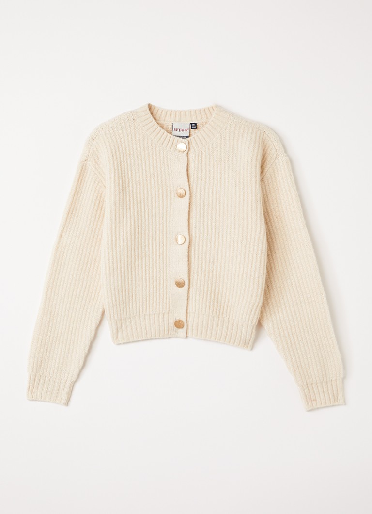 Retour Jeans Meisjes Ribgebreid vest met ronde hals in de kleur Beige, maat: 176