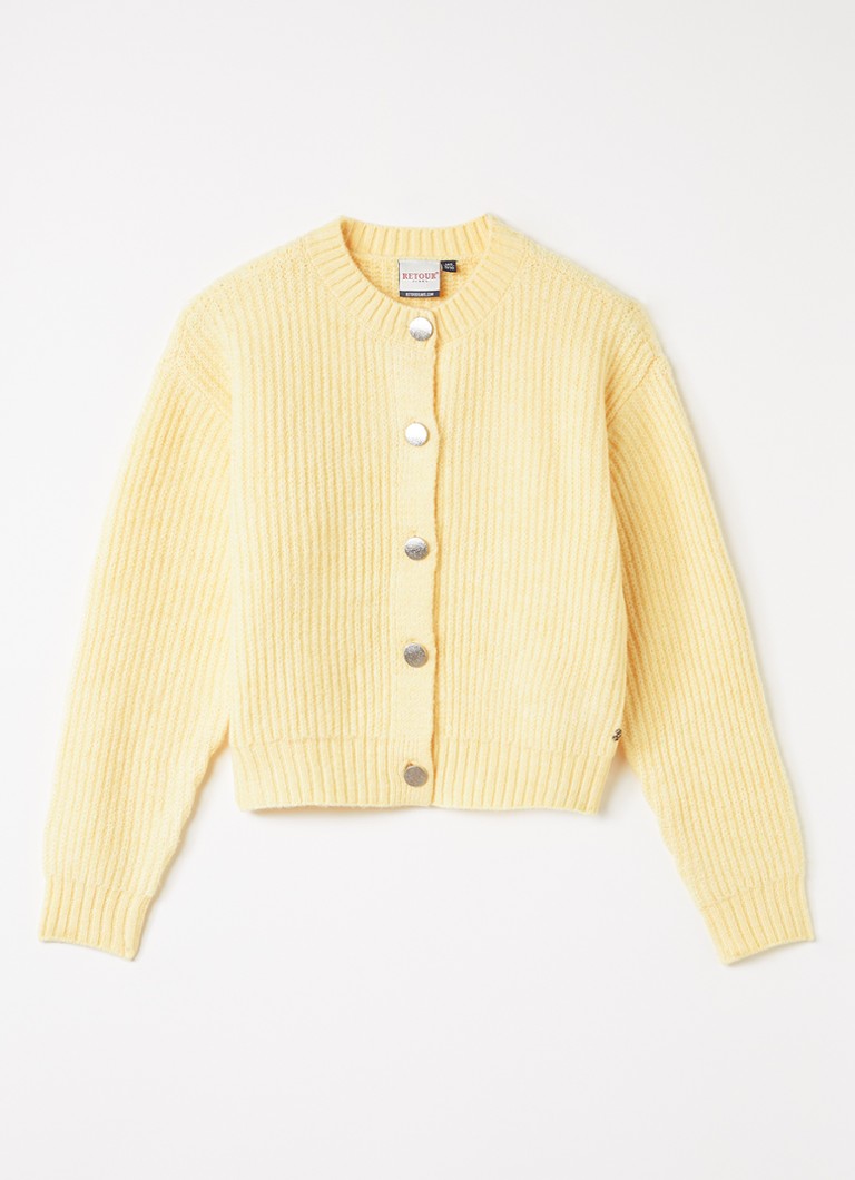 Retour Jeans Meisjes Ribgebreid vest met ronde hals in de kleur Vanillegeel, maat: 128