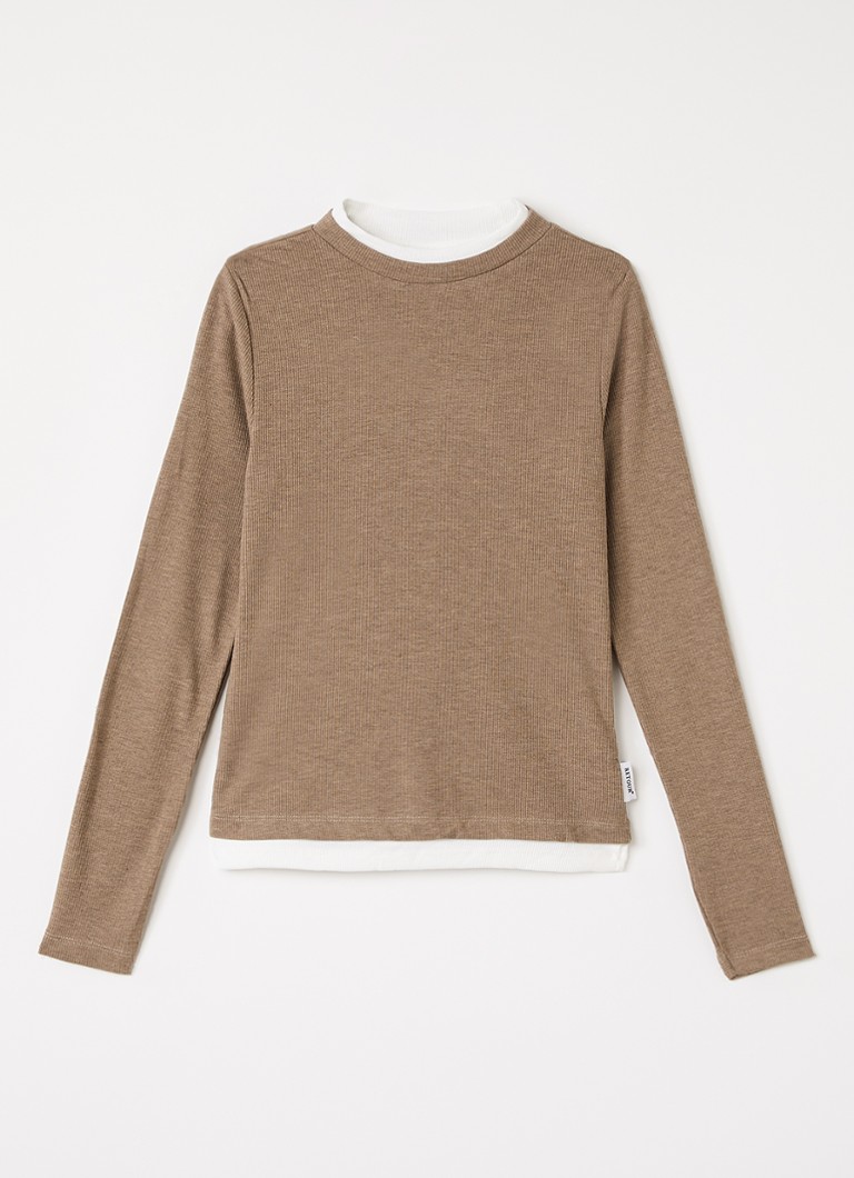 Retour Jeans Meisjes Peggy fijngebreide trui met ronde hals in de kleur Donkerbeige, maat: 176