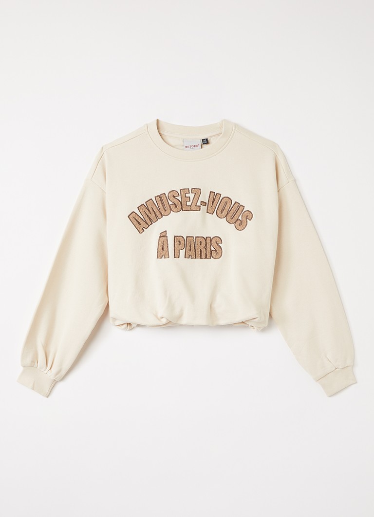 Retour Jeans Meisjes Yanou sweater met borduring in de kleur Creme, maat: 176