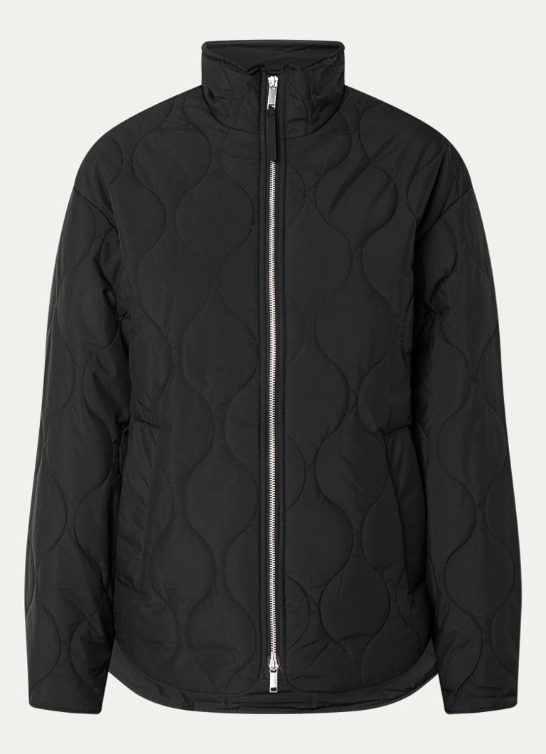 Selected Dames Cilla gewatteerd jack met quilt patroon en steekzakken in de kleur Zwart, maat: 34