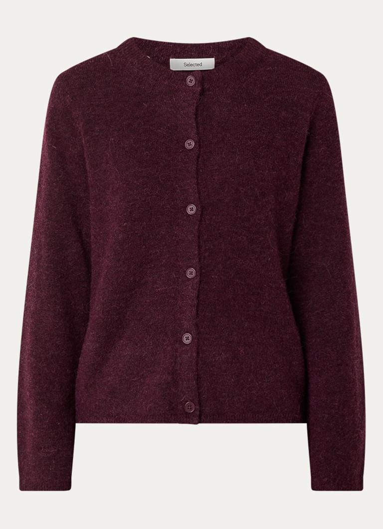 Selected Dames Lulu grofgebreide vest in wolblend in de kleur Aubergine, maat: L